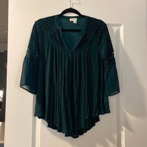 Bohemian top. Mix of velvet, lace detail.